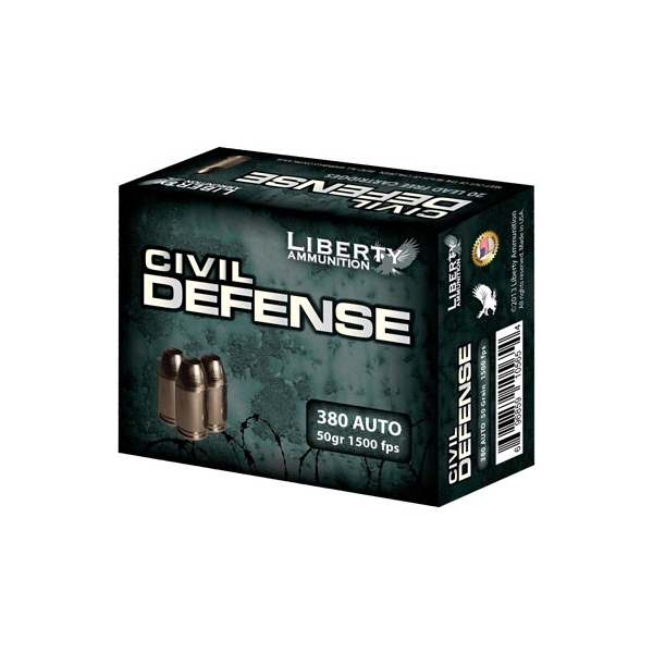Liberty Civil Defense 380acp - 20rd 50bx/cs 50gr Coppr Hp