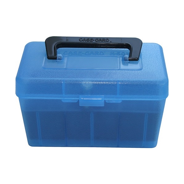 Mtm Deluxe Ammo Box 50-rounds - Rifle 7mm Rm To 300 Wm Clr Blu