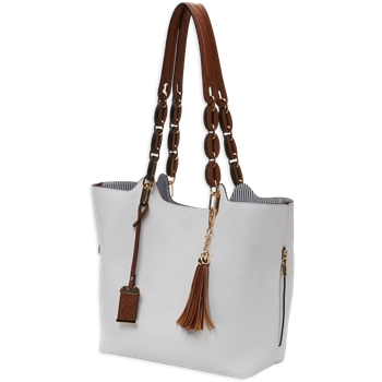 Bulldog Concealed Carry Purse - Braided Tote Style White