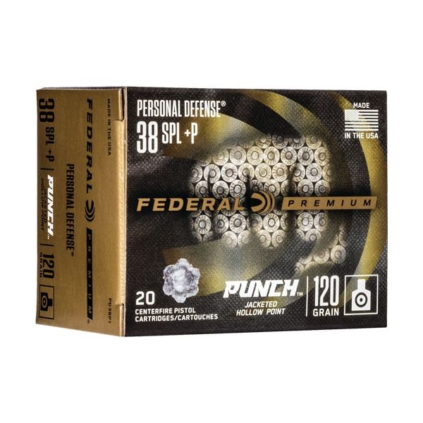 Federal Punch 38 Spl 120gr - 20rd 10bx/cs Jhp