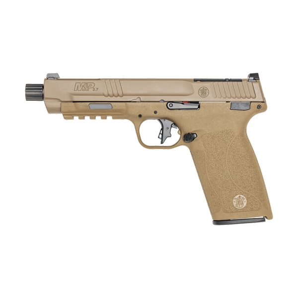 S&w M&p 5.7 No Thumb Safety 5" - 2-22 Rd Mags Optic Cut Fde
