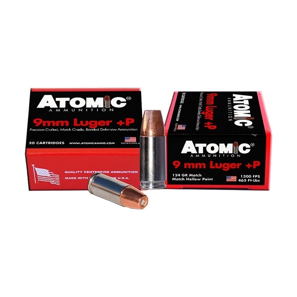 Atomic 9mm Luger +p 124gr Jhp - 20rd 10bx/cs