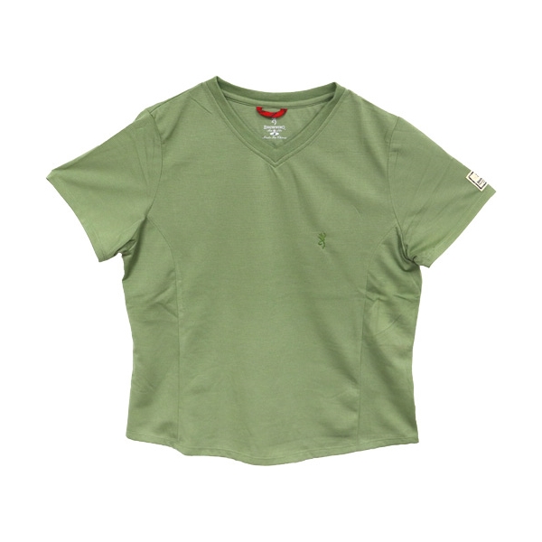 Browning Women's Ss V-neck - Prfrmce Tshirt Med Leaf Green<