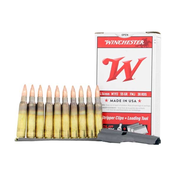 Winchester Usa 5.56x45 55gr - 30rd 20bx/cs Fmj 3-strip Clps