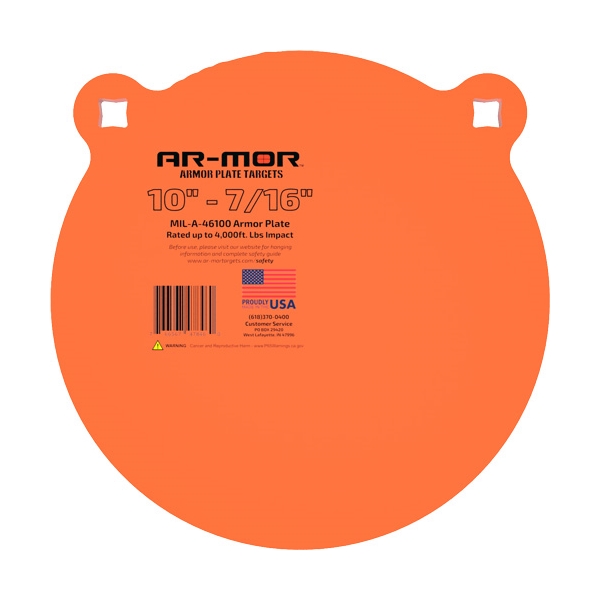 Ar-mor 10" Mil46100 Steel Gong - 7/16" Thick Steel Orange Round