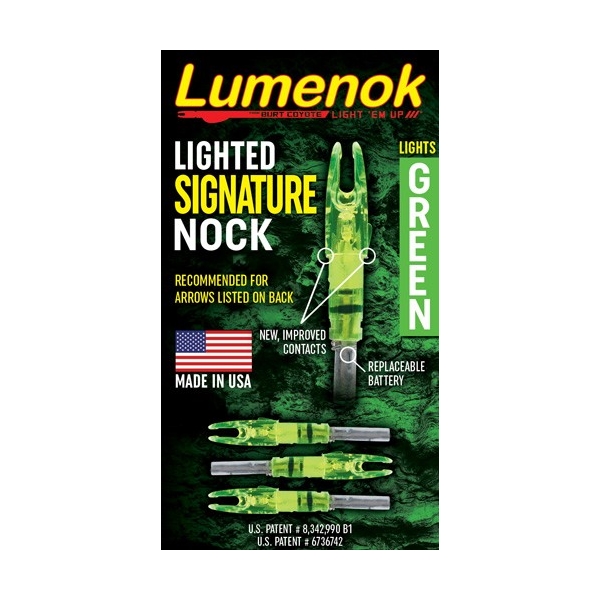 Lumenok Lighted Nock - Signature Series Green 3pk