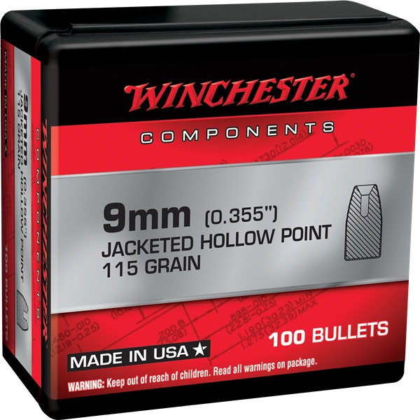 Winchester Ammo Centerfire Handgun, Win Wb9jhp115x Bul 9mm   115 Jhp Retail  100/10