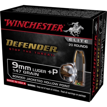 Winchester Supreme Elite 20rd - 10bx/cs 9mm+ 147gr Pdx1 Dfndr
