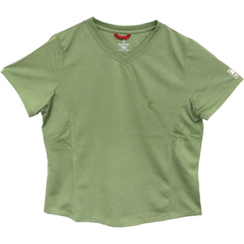 Browning Women's Ss V-neck - Prfrmce Tshirt Med Leaf Green<