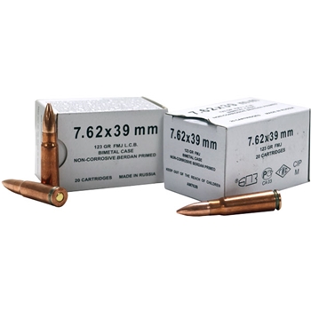 Barnaul 7.62x39 123gr Case Lot - 500rd Case Bimetal Bullet