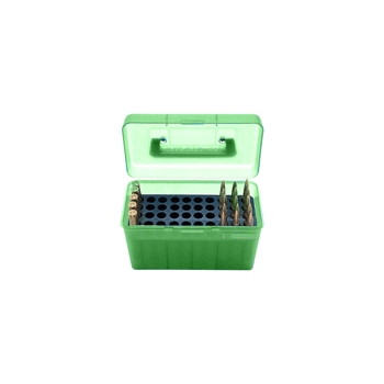 Mtm Deluxe Ammo Box 50-rounds - Lg Rifle .220swift-30/06 Green