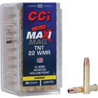 Cci Maxi-mag 22 Wmr 2200fps - 30gr Tnt-jhp 50rd 40bx/cs